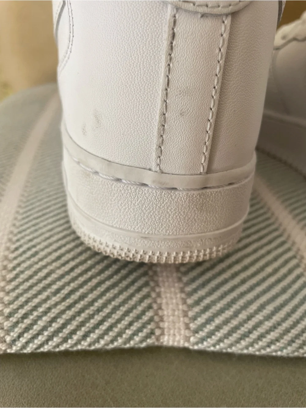 Nike Air Force 1 All-White High-Top Strap Sneakers